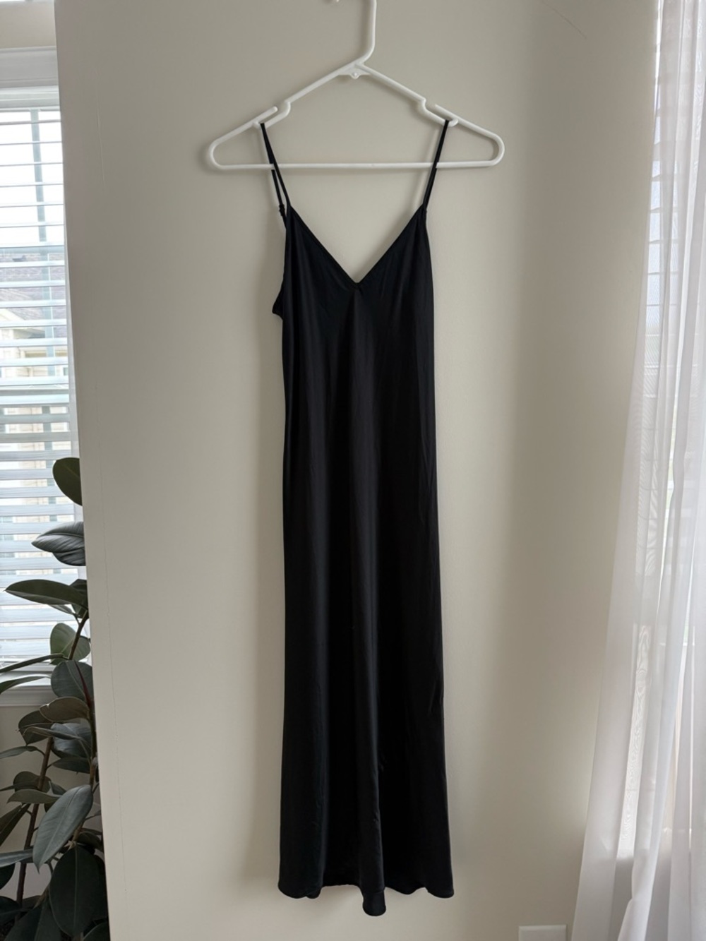 Quince Washable 100% Silk Black Slip Midi Dress- XS